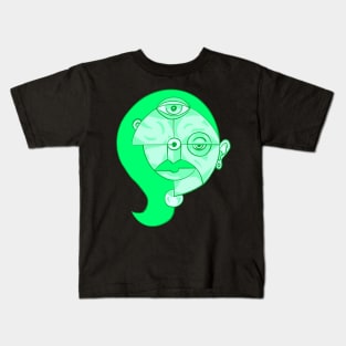 Green Abstract Woman Kids T-Shirt